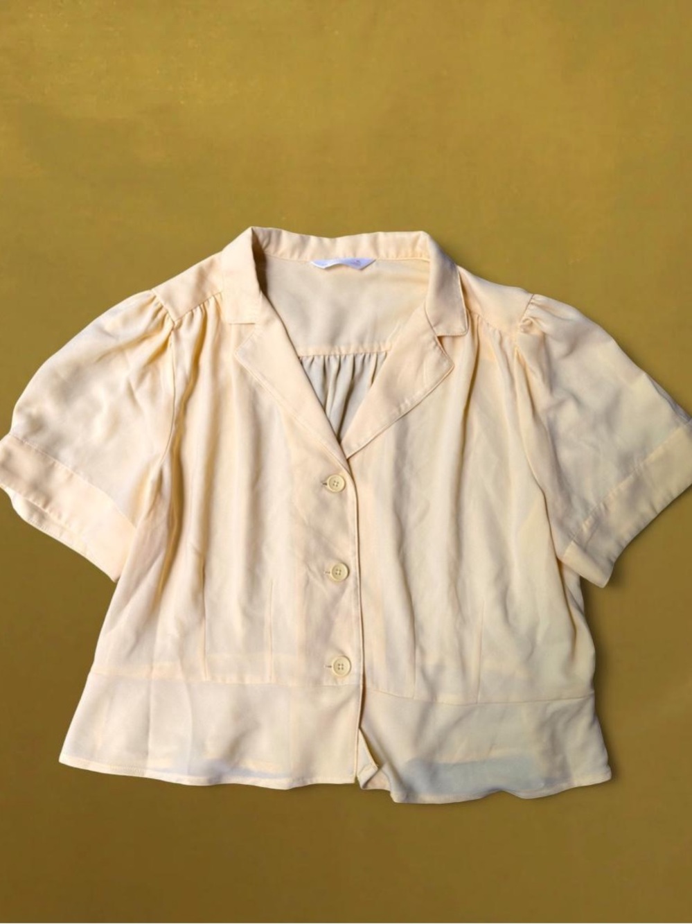 LC Lauren Conrad Short Sleeve Button Front Blouse - Cream
